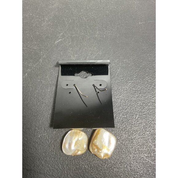 Dangle Earrings With Pearlescent Shell & Pearl Accents - Picture 2 of 3